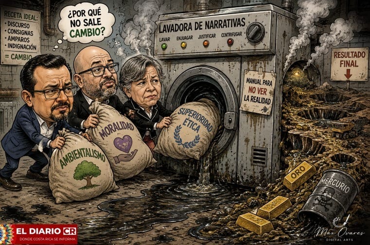 La presidenta Laura Fernández invitó al Frente Amplio a ver el desastre ambiental en Crucitas. No fueron. Un análisis de su hipocresía ecologista y la minería ilegal.